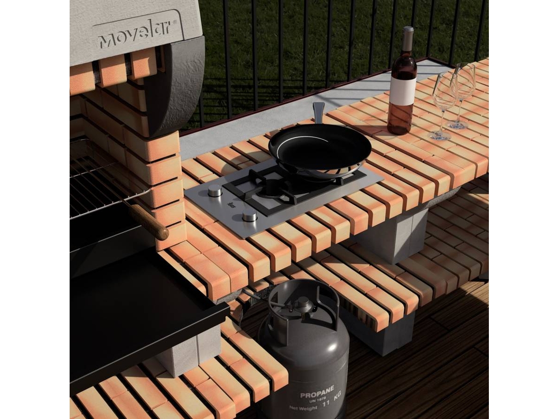 Modulo com placa a gas MOVELAR Bailen Plus Cinzento e tijolo matizado