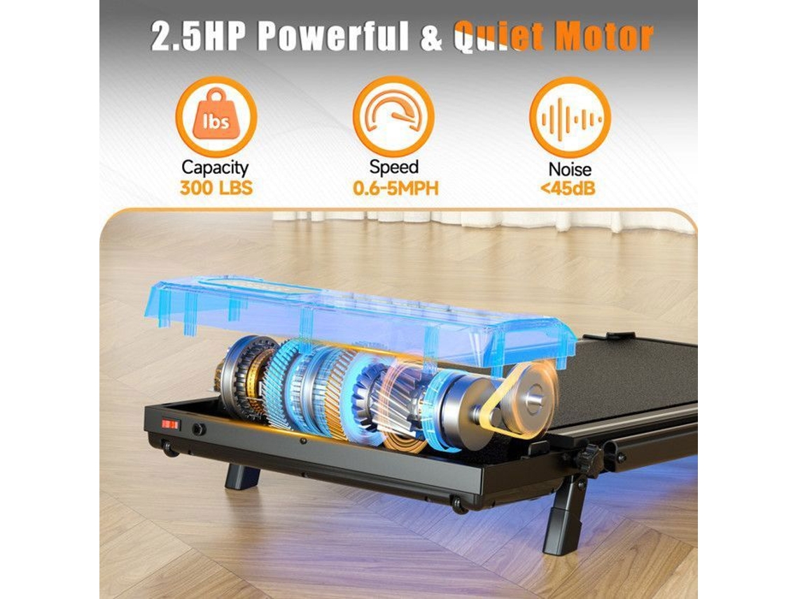 Treadmill Inclinado 5 Dobrável, 1 8 Km/h, 2.5 Hp, Design Com Absorção De Choque, Com Controle Remoto, Preto Bigzzia