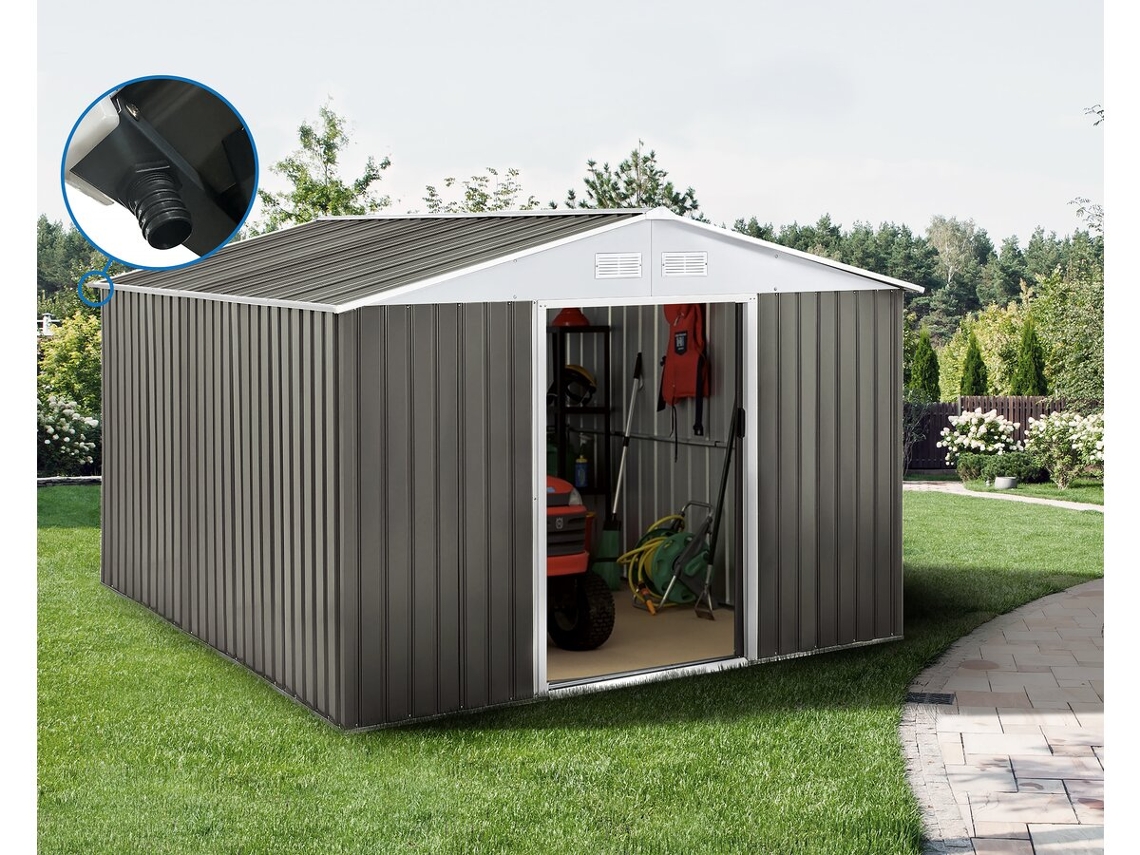 Galpão de jardim de metal de 15,16 m² com calha Habitat et Jardin