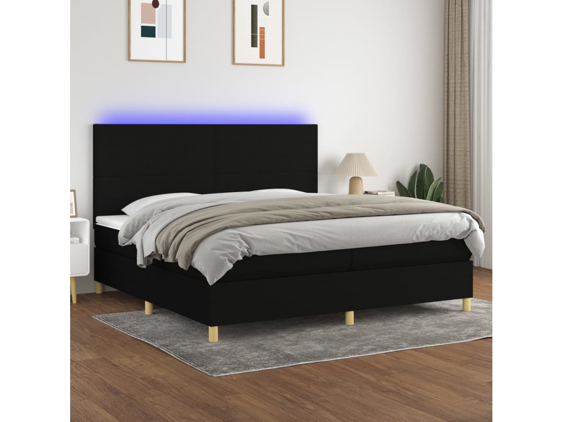 Cama Box Spring VIDAXL (Preto - Tecido - 203 x 200 x 128 cm)