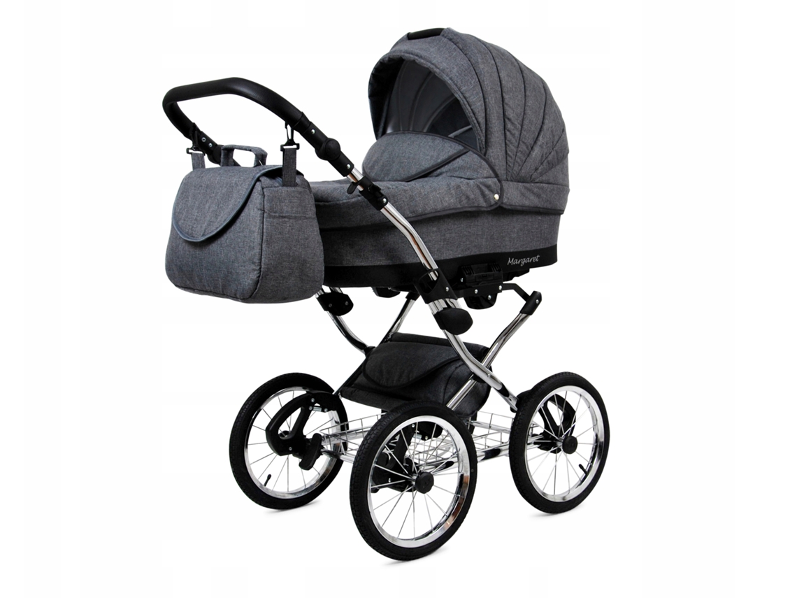 Carrinho de Bebé Multifuncional BABYLUX MARGARET EXCLUSIVE 4 Em 1 -Grey Flex - Ajustável e dobrável Construção leve em alumínio - Acessórios