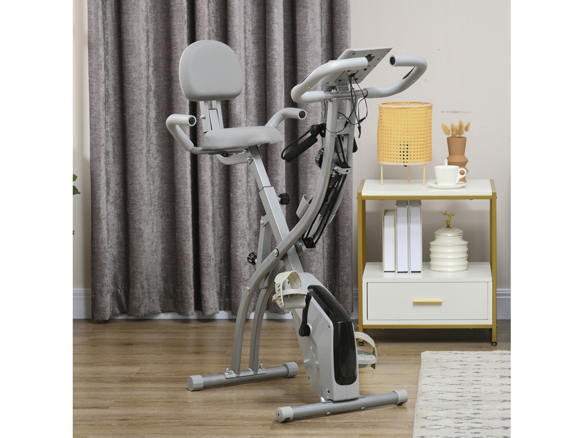 Bicicleta Estática Aço, ABS e PVC cor Gris 51x97x115cm HOMCOM