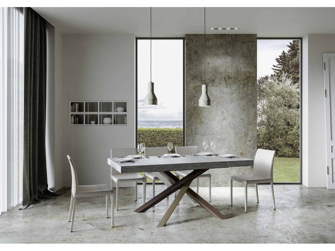 Mesa de Jantar Extensível 90X160/264 Cm Volantis Premium Cimento Quadro 4/C ITAMOBY