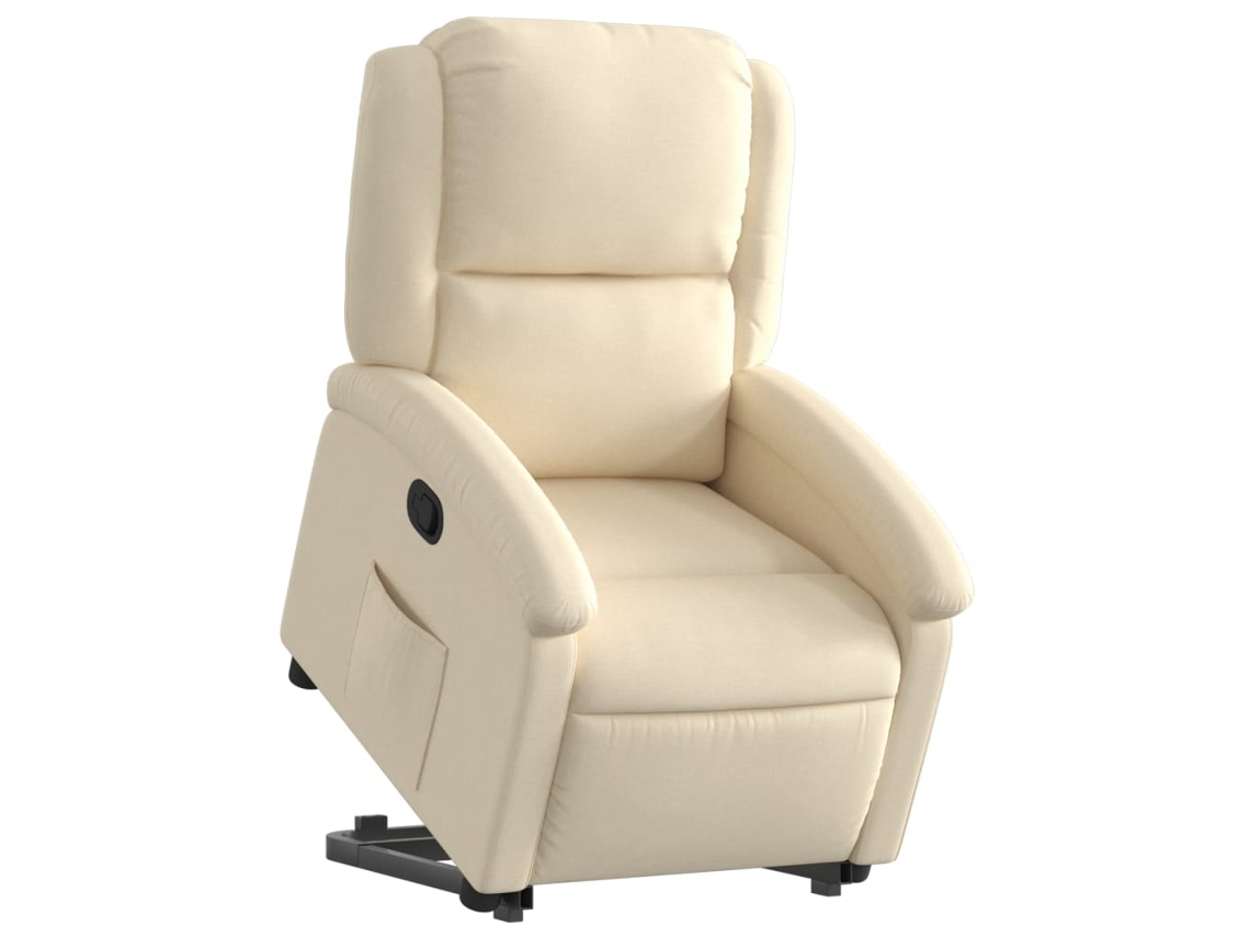 Poltrona reclinável elevatória tecido cor creme