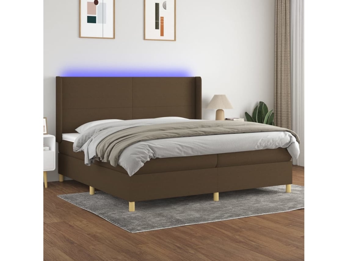 Cama box spring VIDAXL Marrom Tecido (200x200 cm)