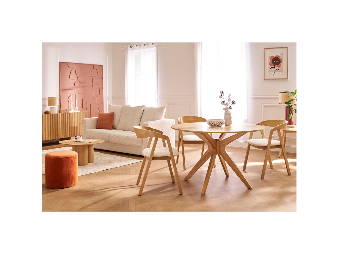 Mesa De Comedor De Diseño Redonda De Nogal D120 Cm Dielli Miliboo