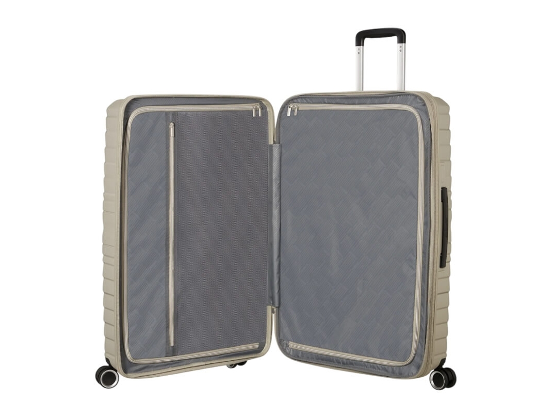 Mala grande American Tourister Flytwist Sand 78 cm com 4 rodas expansíveis