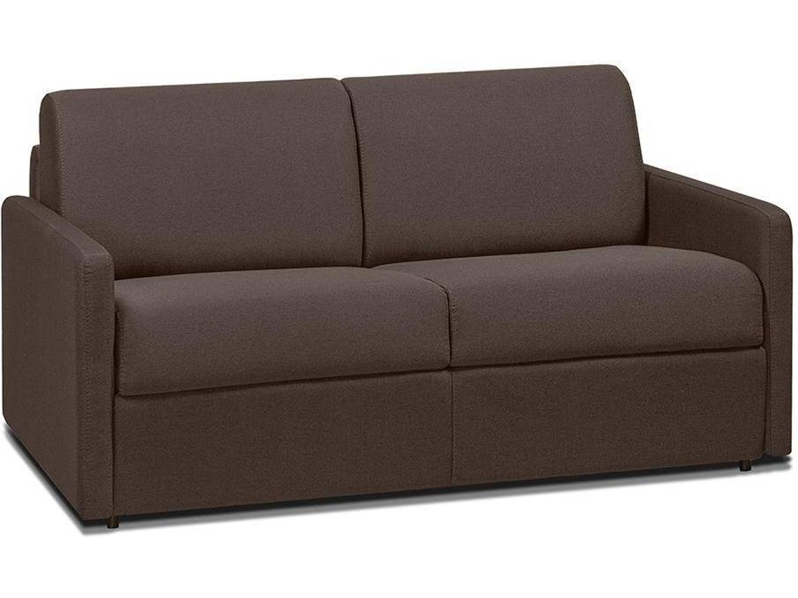 Sofá Cama Calife VENTE-UNIQUE (Castanho - Tecido e Veludo - 150x94x85 cm/Dimensões da cama: 120 – 139 cm)