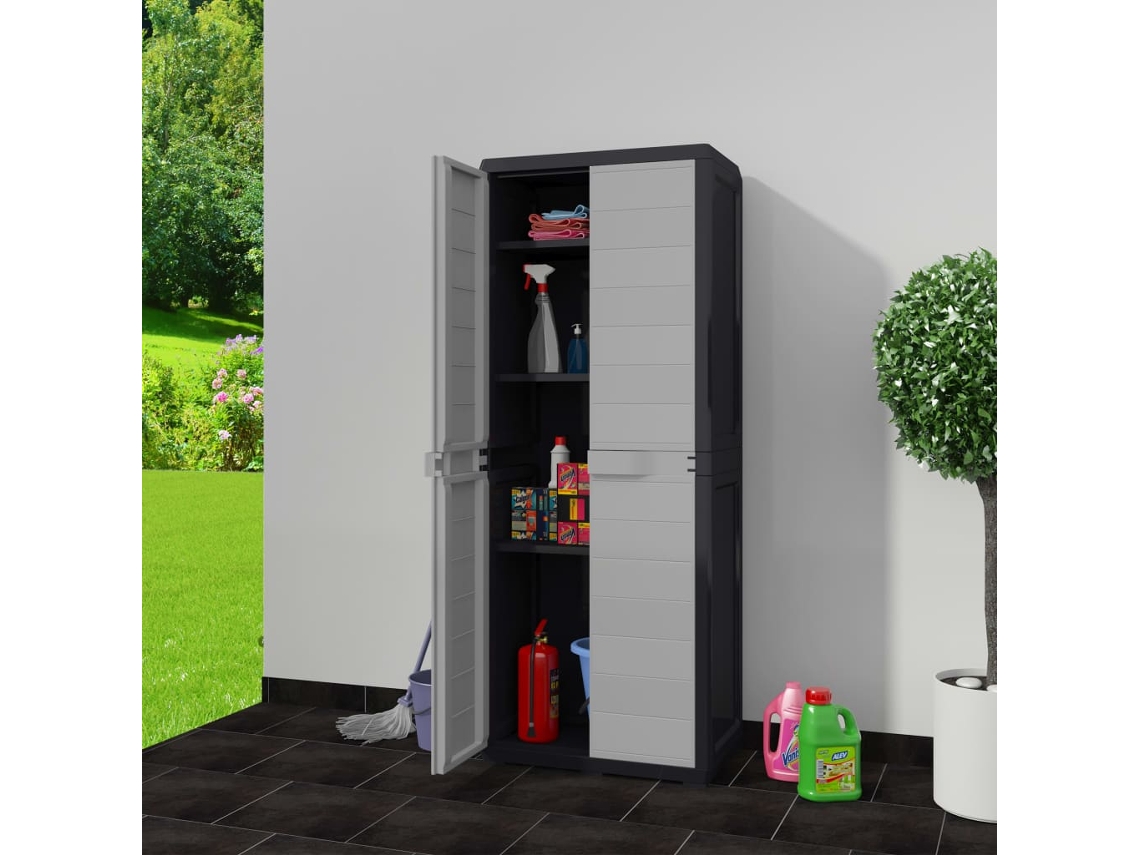 Armário de Exterior VIDAXL Cinzento Plástico (65x38x171 cm)
