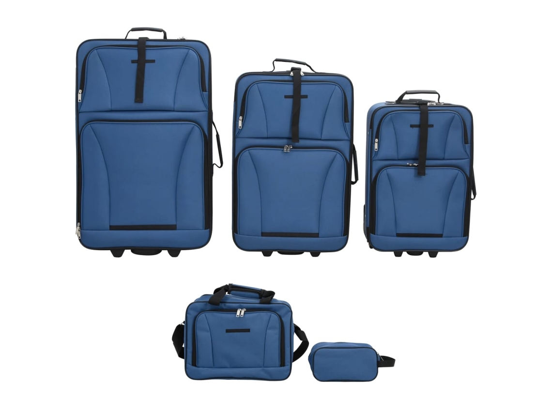 Conjunto 5 Malas de Viagem VIDAXL Tecido Azul