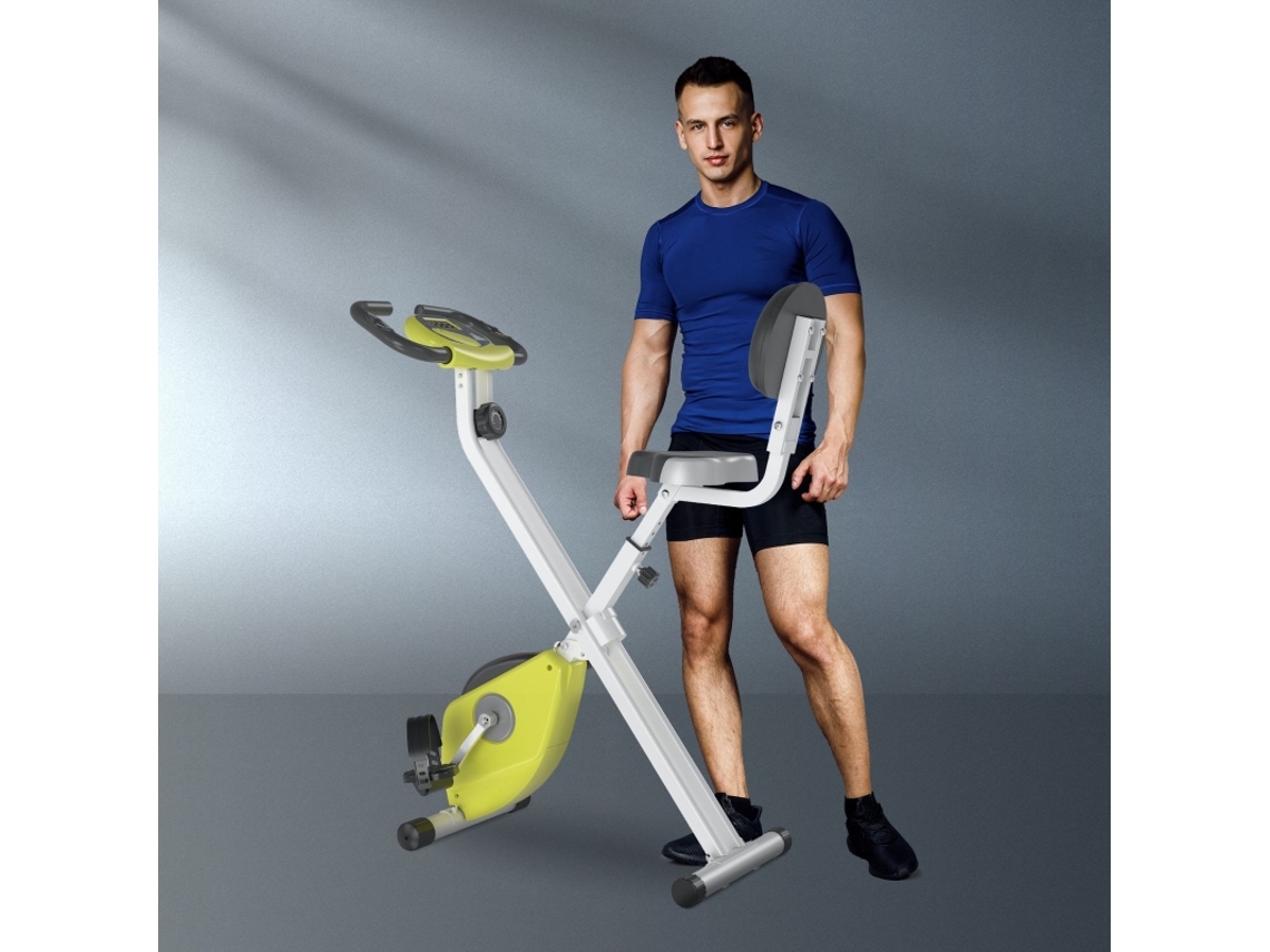 Bicicleta Ergométrica Ajustável, 8 Níveis De Resistência Magnética, Estrutura Em Aço, Amarelo E Branco Haochrymec (43x97x109 Cm)