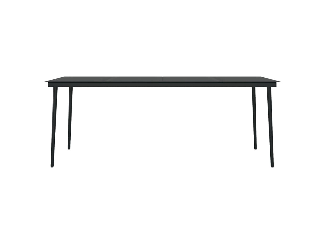 Mesa De Jantar Jardim 200x100x74 Cm Aço Vidro Preto Vidaxl