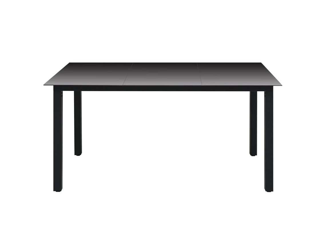 Mesa de Jardim LOVELY HOME Jantar em Alumínio e Vidro Preto (150 x 90 x 74 cm)