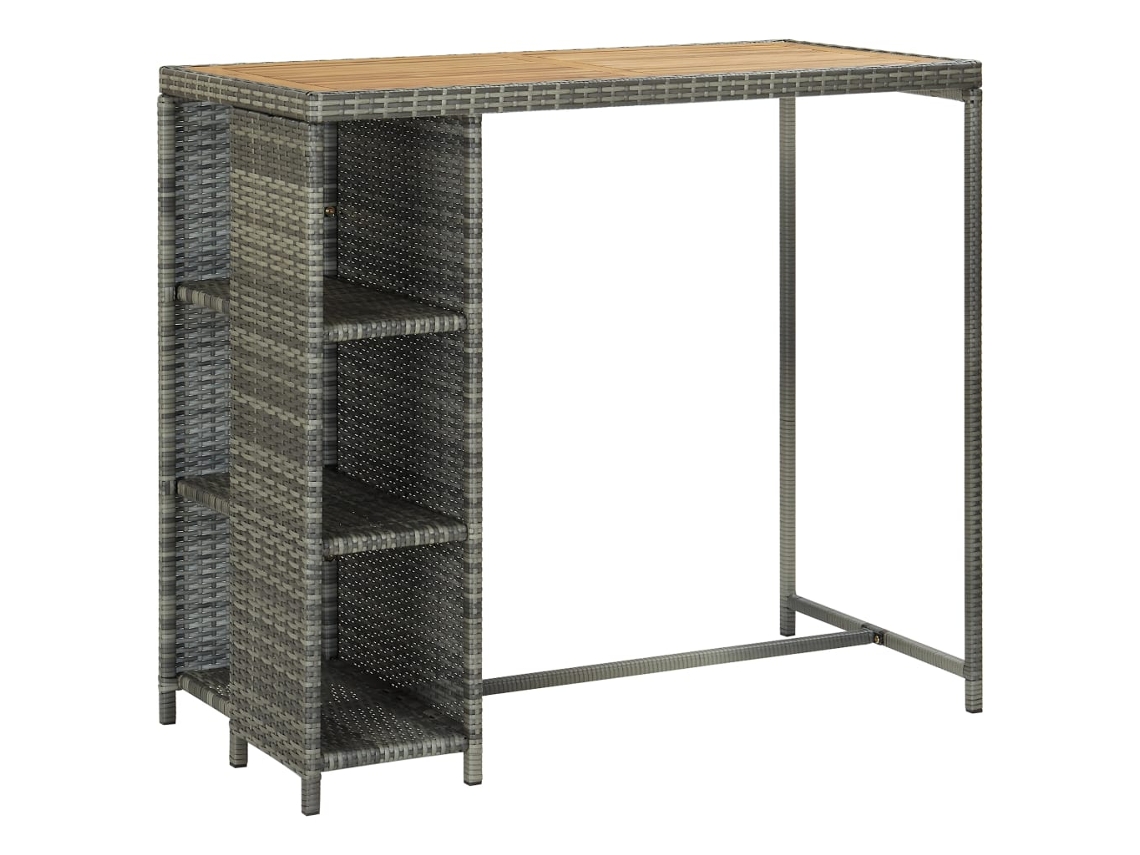 Conjunto de Bar de Jardim de 5 Peças com Almofadas de Vime Sintético Cinza