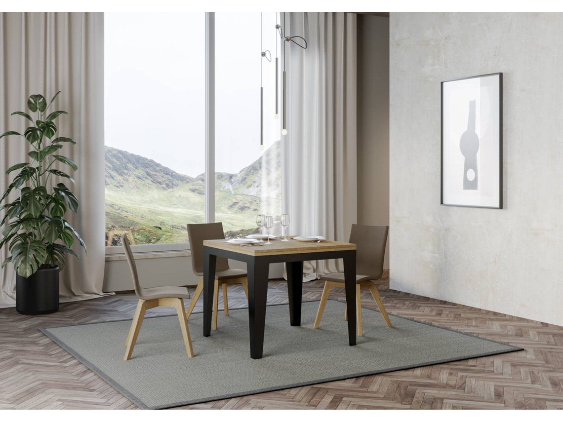 Mesa de Refeição ITAMOBY Flame Libra (90x90/180 - Painéis em Melamina - Carvalho Natural)