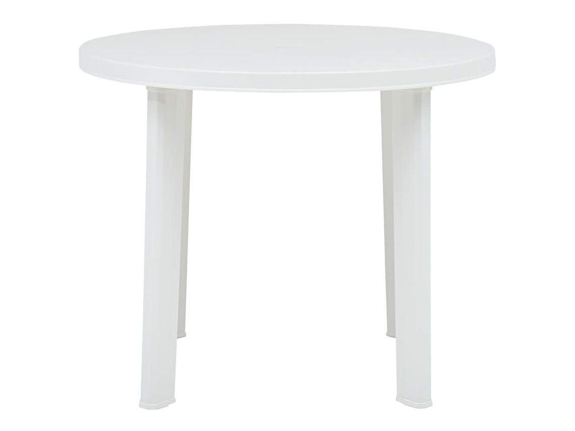 Mesa De Jardim Plástico Branco 89 Cm Resistente Às Intempéries