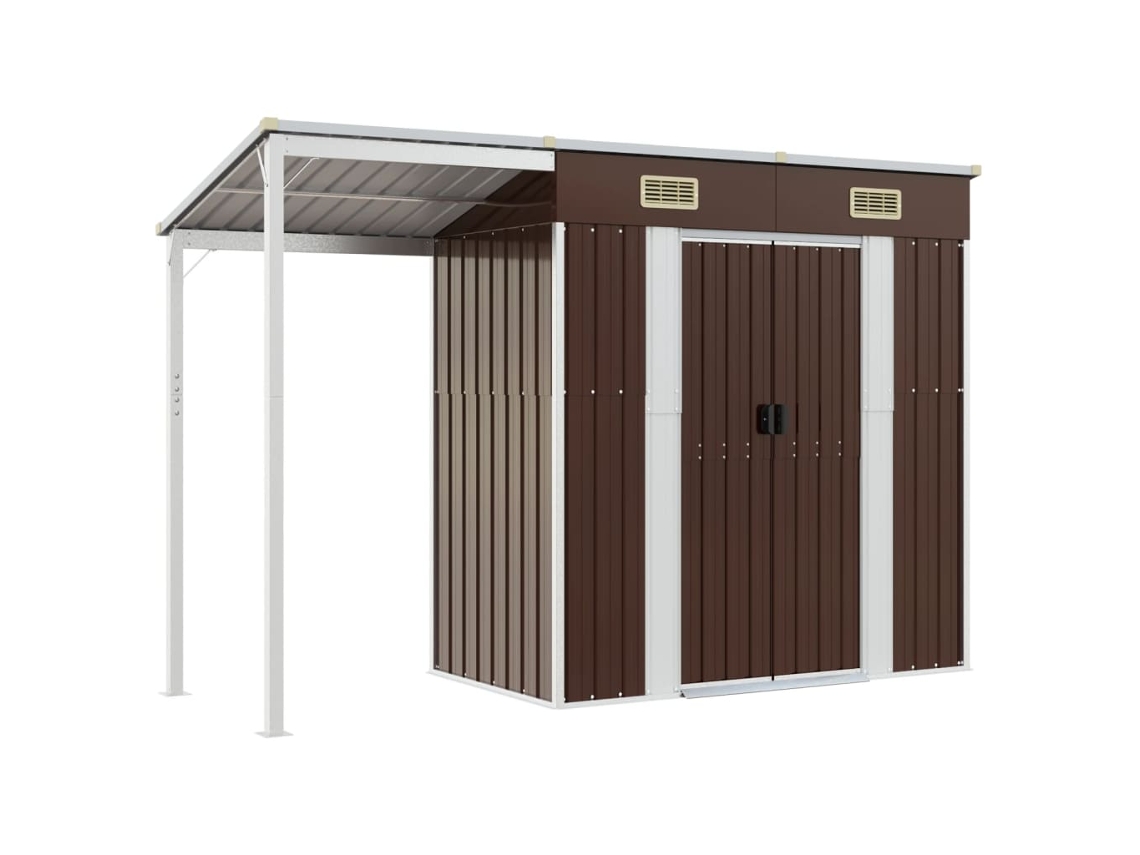 Abrigo MAISON EXCLUSIVE com Alpendre 277x110,5x181 cm Aço Castanho
