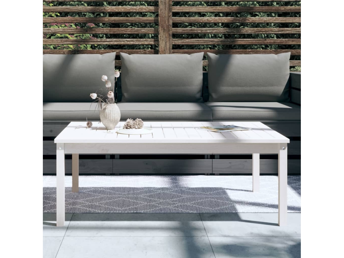 Mesa De Jardim 121x82,5x45 Cm Madeira De Pinho Maciça Branco