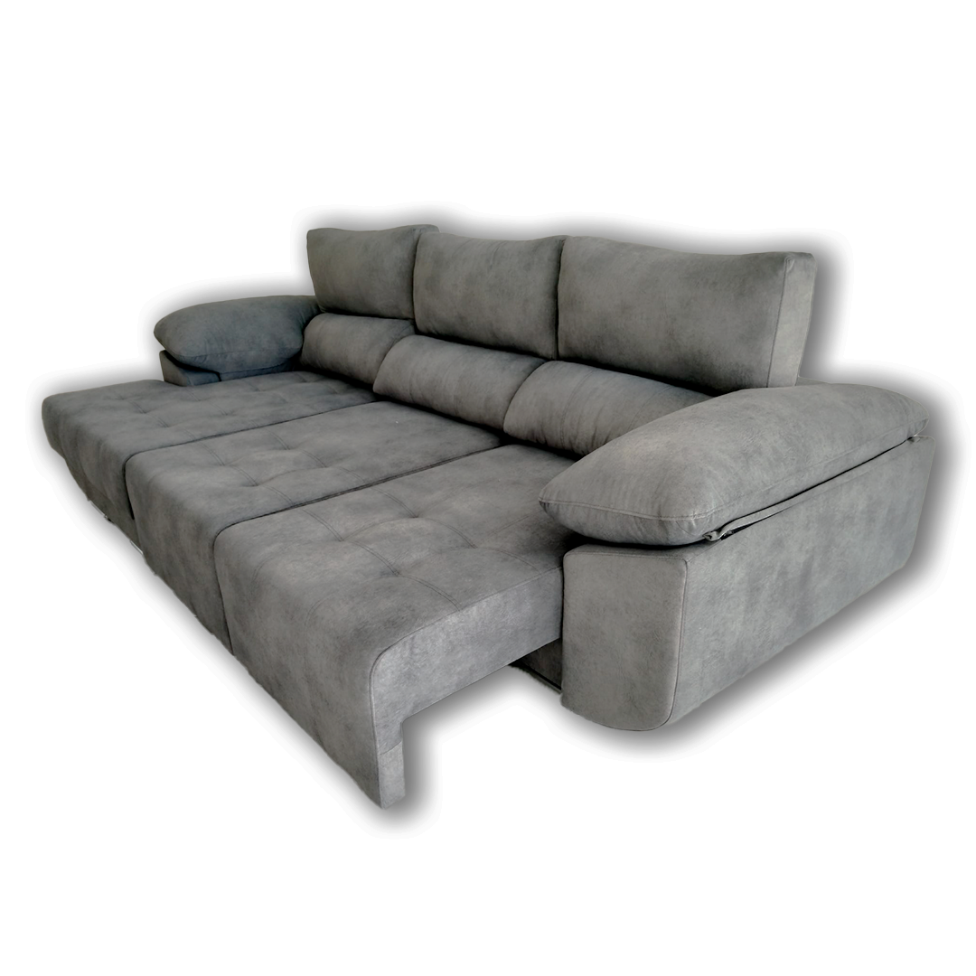 Sofá Chaise Longue PÓLUX - Direito - Cinza (290X160 cm)