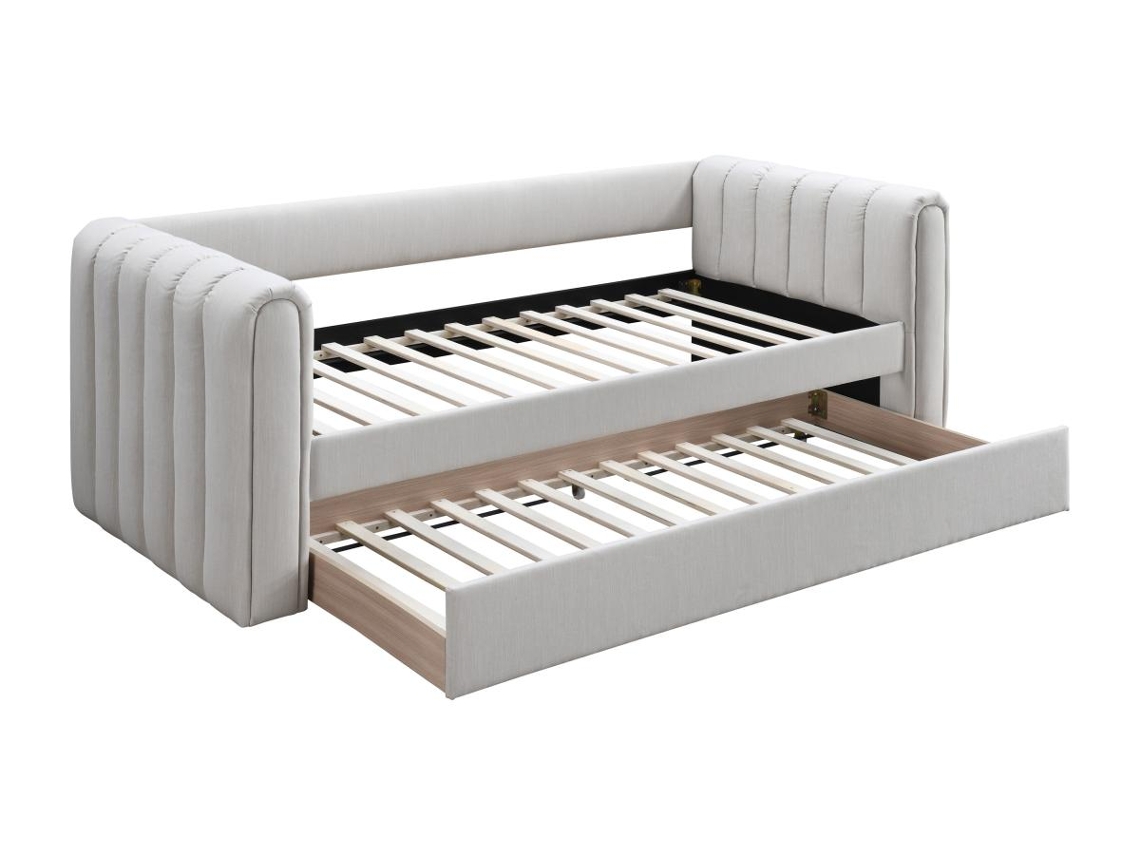 Cama Dupla Com Gaveta Sahona Vente Unique Bege 90 X 190 Cm Com Colchão Com Estrado