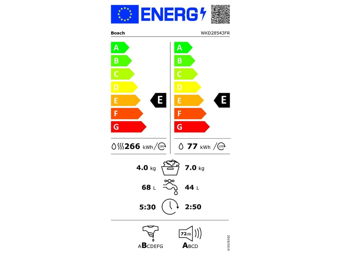 Lavadora e Secadora de Vigia 7/4Kg 1400 Rpm Wkd28543Fr BOSCH