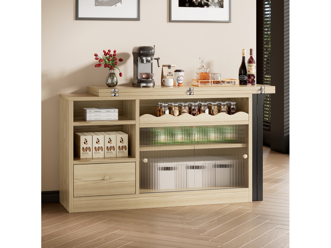 Mesa De Jantar Dobrável Com Armazenamento, Base Giratória 360°, Estrutura Em Madeira E Metal, Natural/preto Pangshiyuan (sem Dimensão Específica)