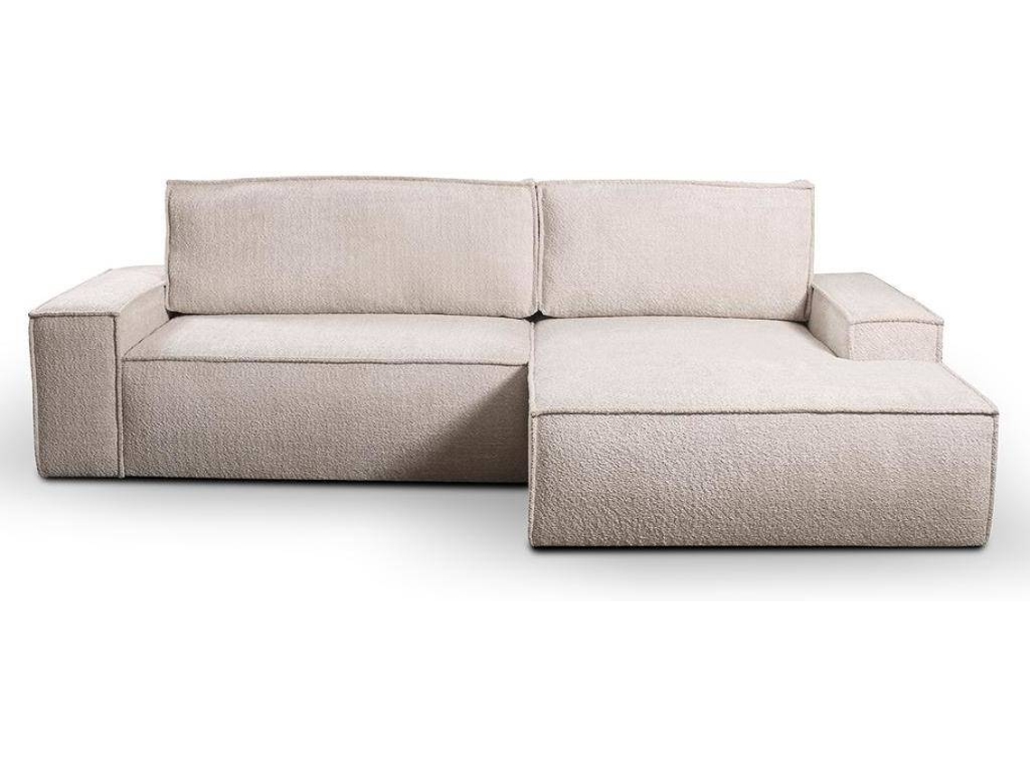 Sofá Cama Amelia VENTE-UNIQUE (Bege - Tecido e Veludo - 267x167x85 cm/Dimensões da cama: 120 – 139 cm)