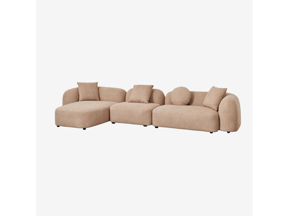 Sofá Chaise Longue Esquerdo Modular De 3 Peças Em Chenille Coco Poliéster Sklum