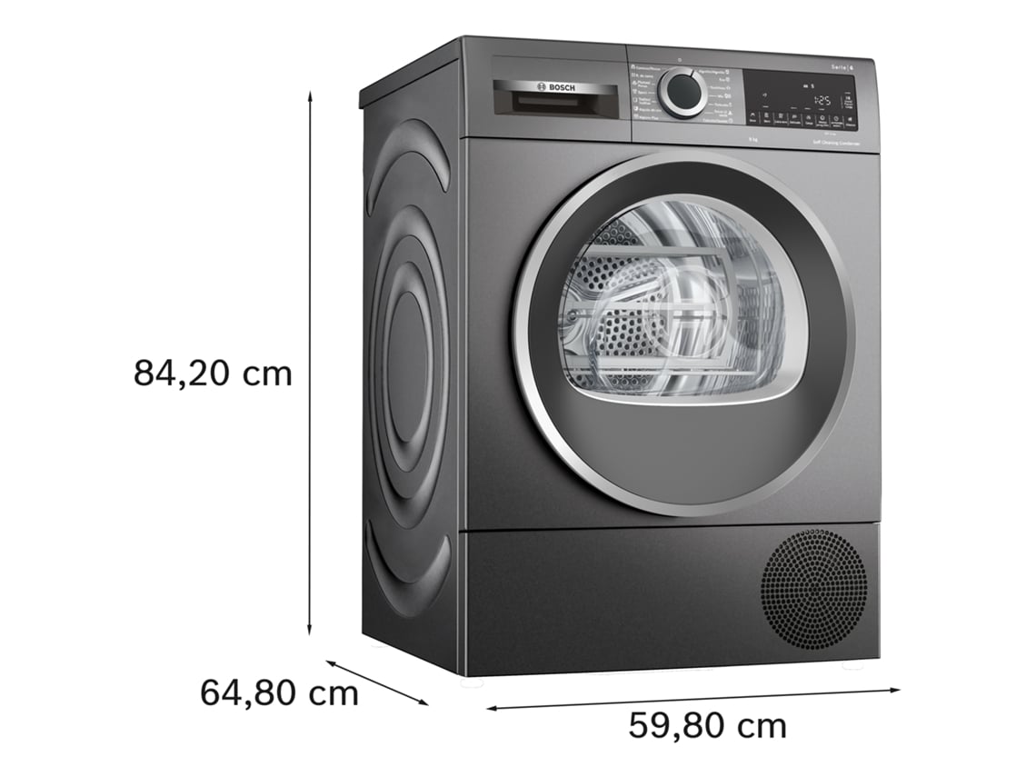 Máquina de Secar Roupa BOSCH WQG245DRES (9 Kg - Bomba de Calor - Cinzento)
