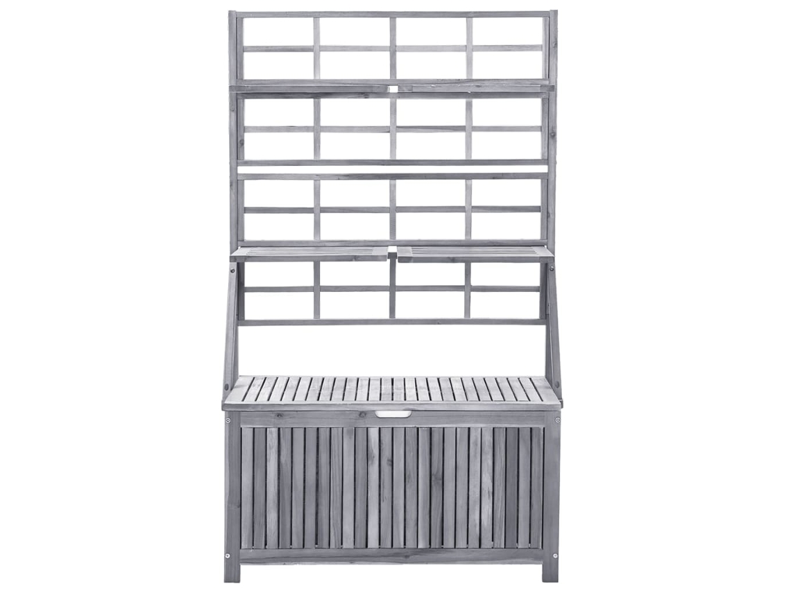 Caixa de Arrumação com Treliça 99X55X160 Cm Acácia Maciça Cinza PANGSHIYUAN