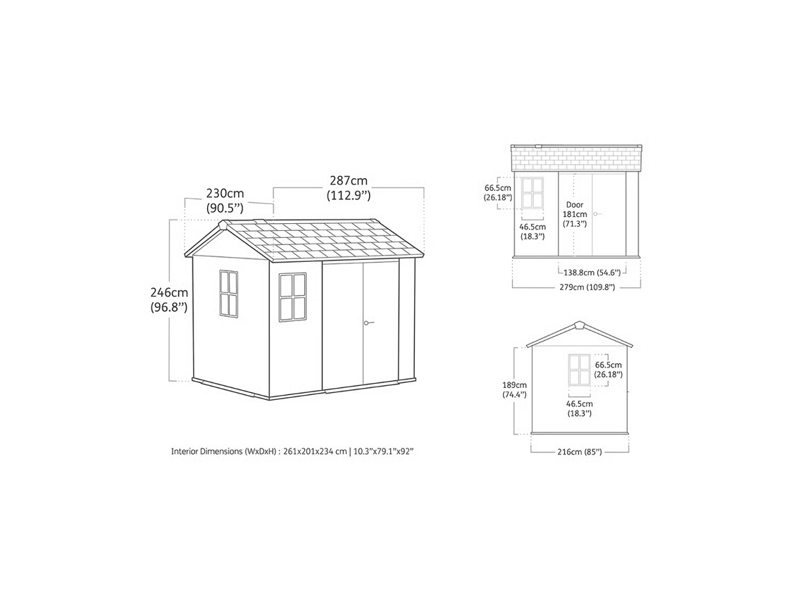 Casa Externa Newton Plus 975 230x287x246 Cm E 5,7 M² Cinza Keter
