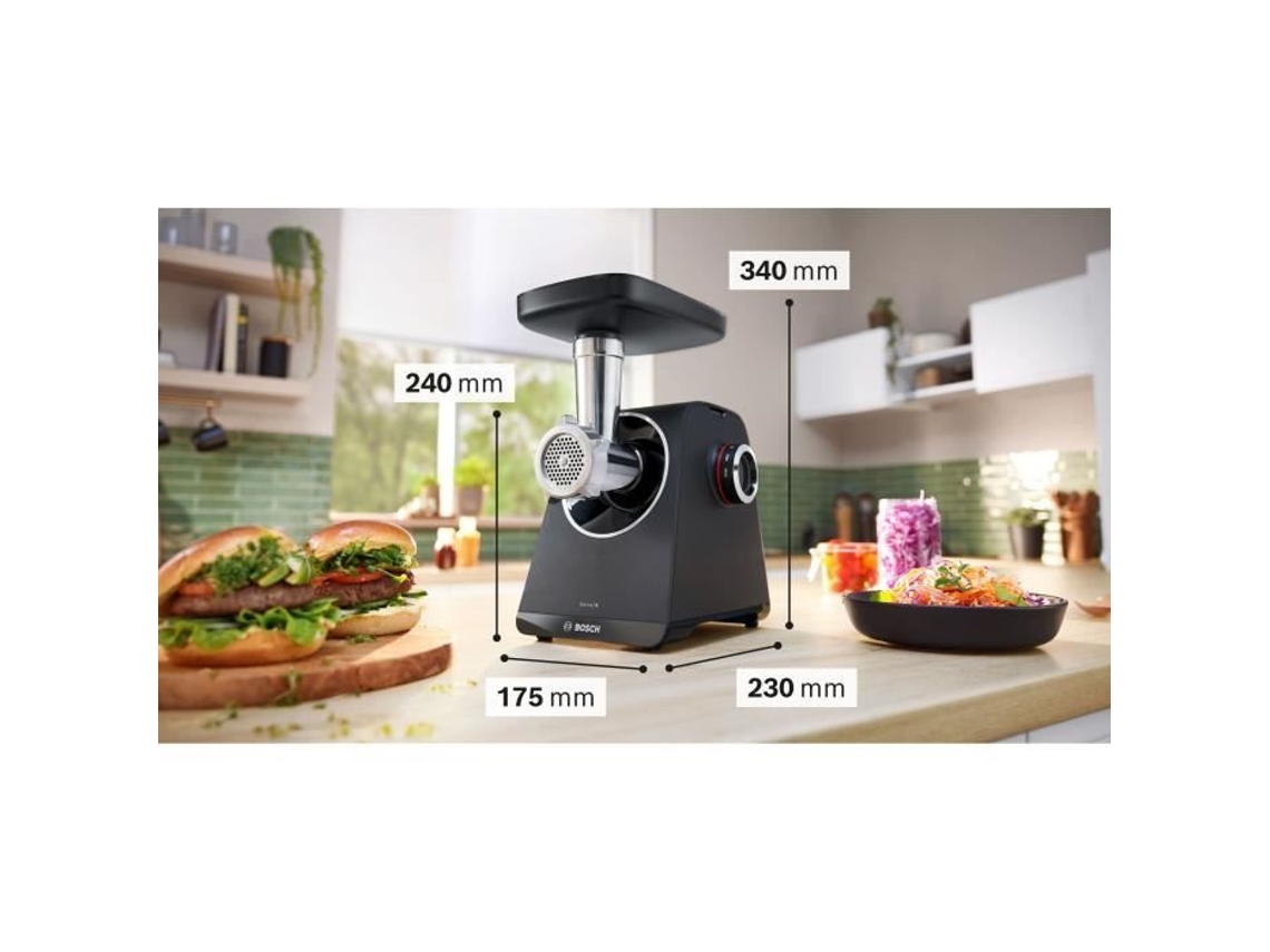 Hachoir a carne Série 4 - BOSCH - MFWS430B - 3 grelhas de picador - Marcha atrás - Preto