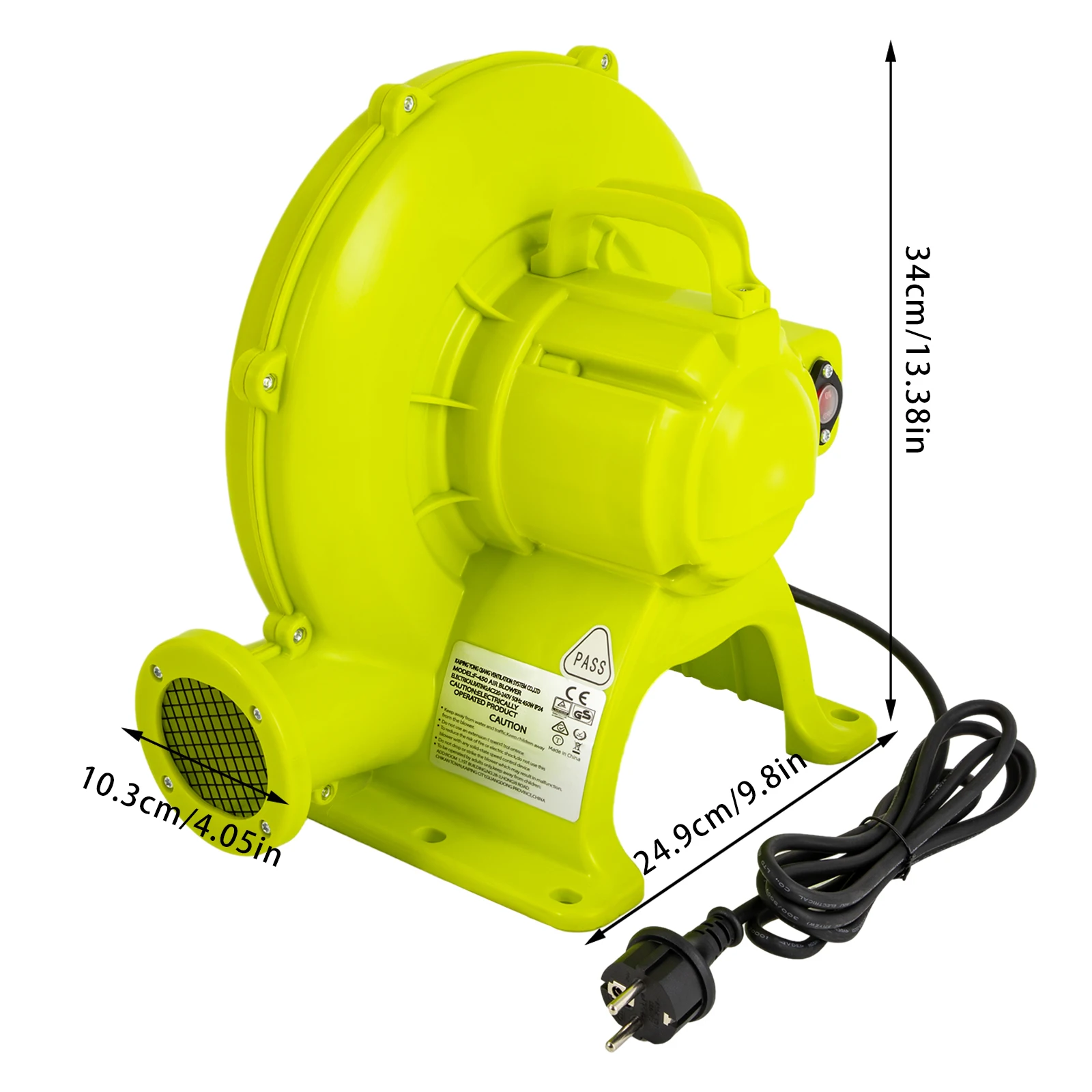 Soprador De Ar Elétrico 450w, Fluxo De Ar Forte 720m³/h, Sem Necessidade De Montagem,verde,eu Oem