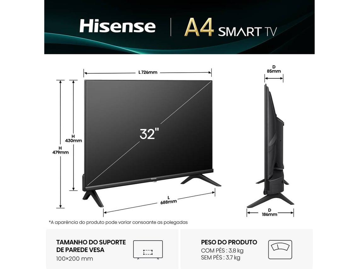 TV HISENSE 32A4Q (LED - 32'' - 81 cm - HD - Smart TV)