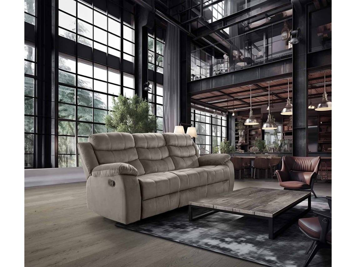 Sofá Reclinável Manual Houston 3 Lugares Marrom SALDOSYSTOCKS (194 x 100 x 90 cm)