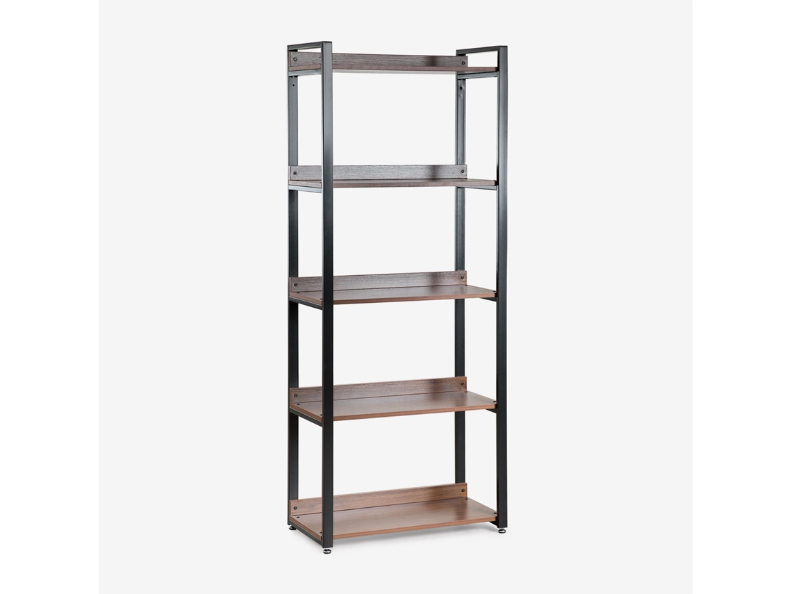 Estante Em Aço E Madeira Ariaster Mdf Folheado A Melamina Preto Sklum
