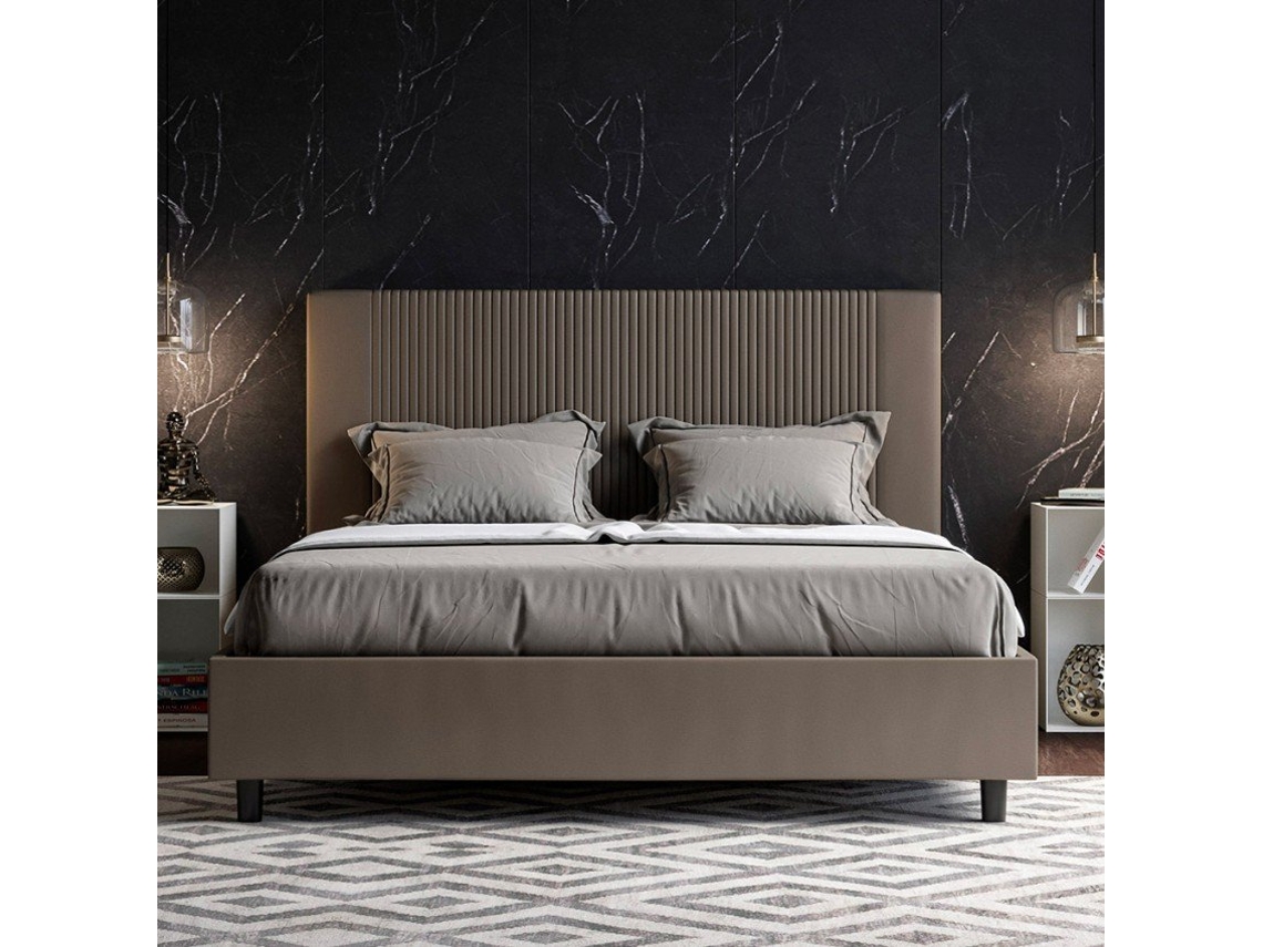 Recipiente de cama de casal 160x200 moderno imitação de couro Goya M1