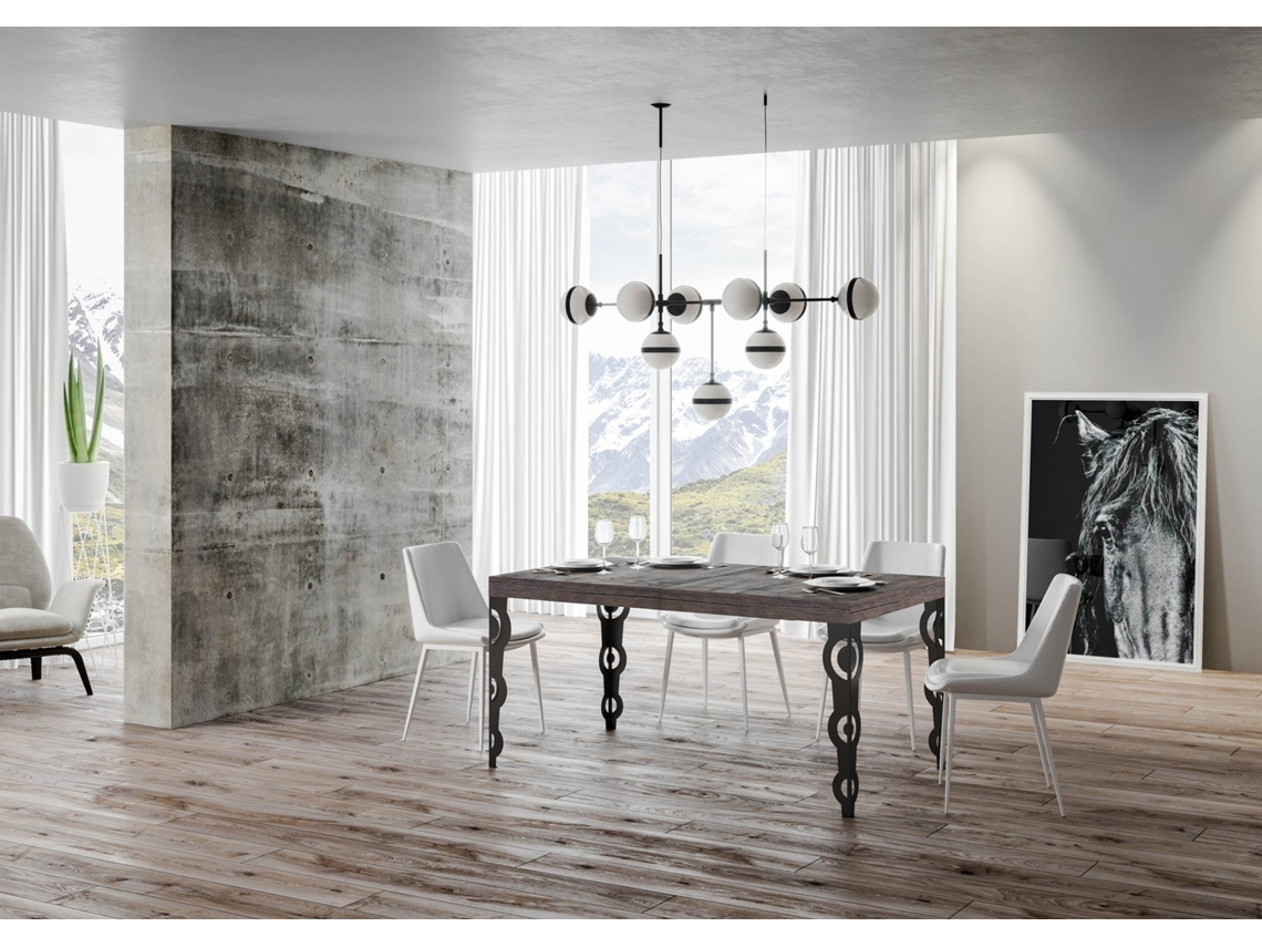Mesa de Jantar Extensível 90X130/234 Cm Karamay Premium Nogueira Quadro Antracite ITAMOBY