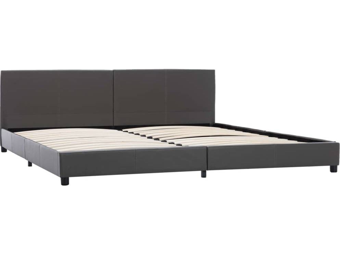 vidaXL Estrutura de cama 180x200 cm couro artificial cinzento