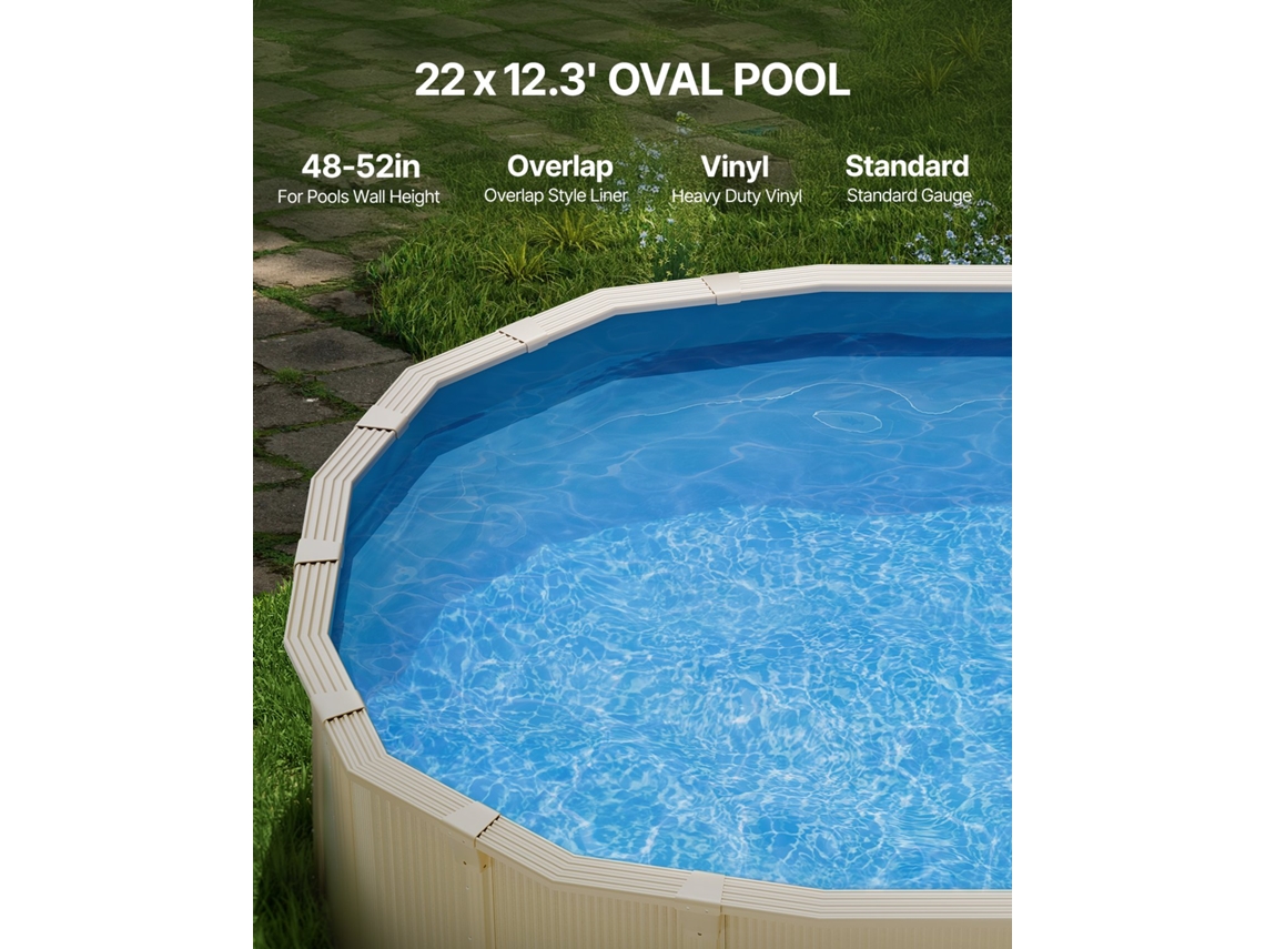 Revestimento Para Piscina Ovalada 610 X 375 Cm Calibre Padrão Cor Sólida Vevor