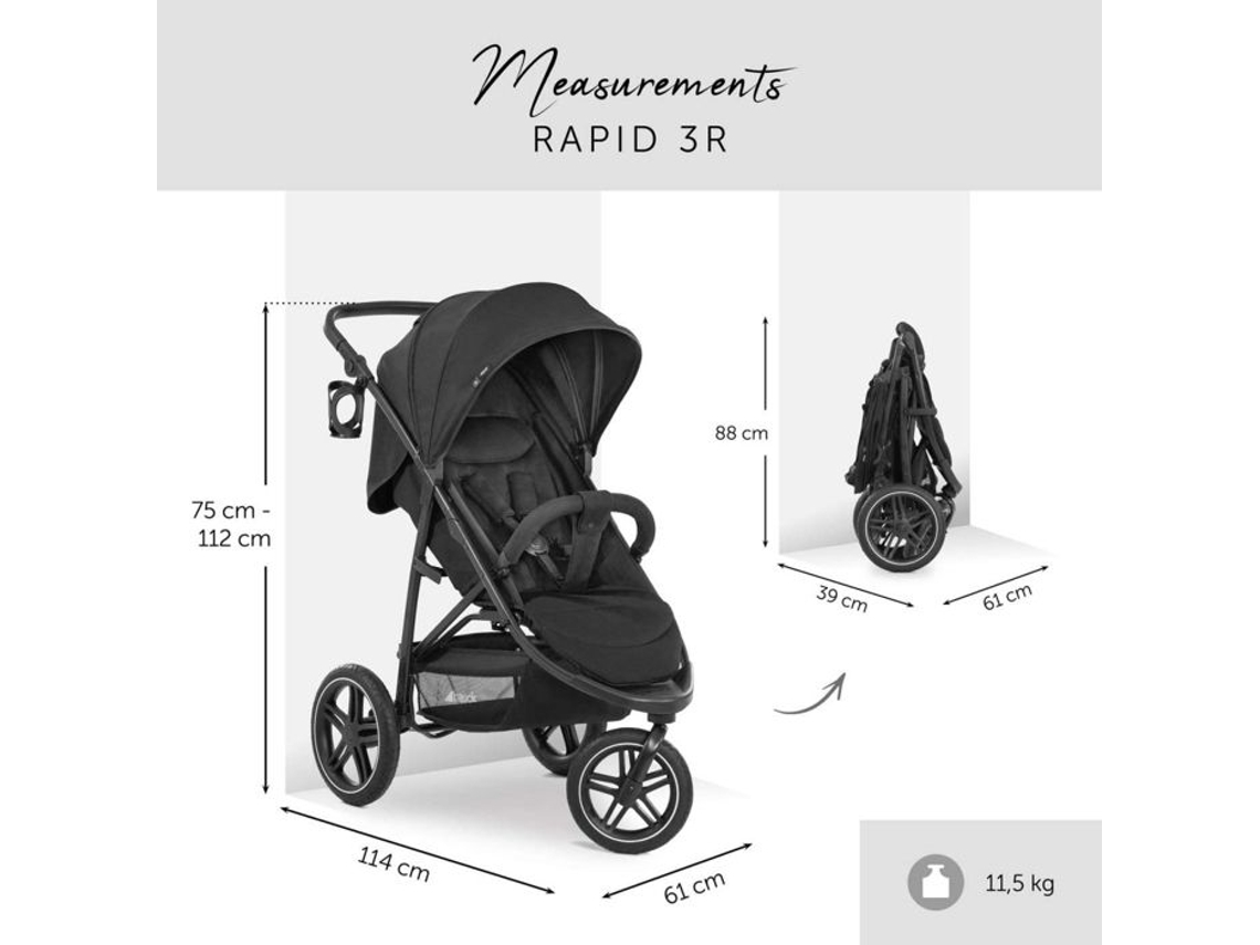 Carrinho De Bebê Jogger Rapid 3r Preto Hauck