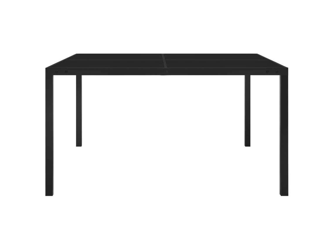 Mesa De Jardim 130x130x72 Cm Aço Revestido A Pó E Vidro Preto