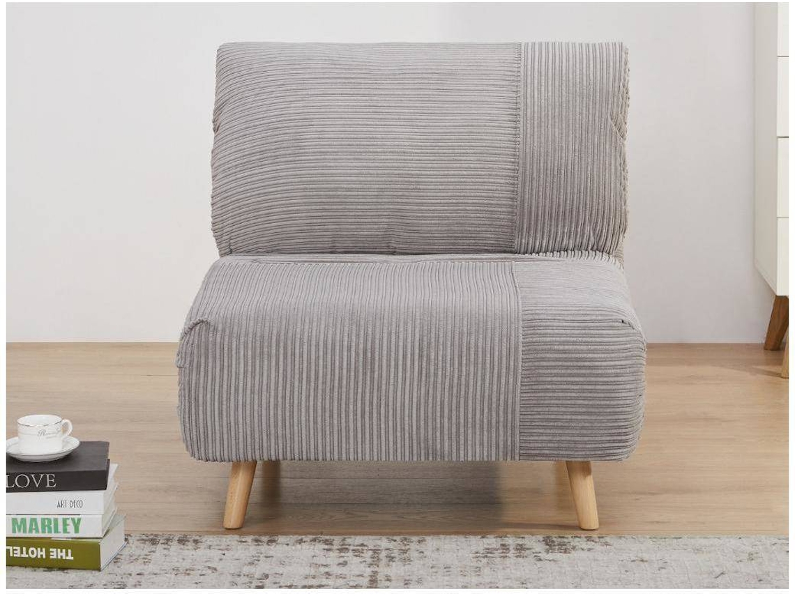 Poltrona Cama Palula VENTE-UNIQUE (Cinzento Claro - Tecido e Veludo - 88x81x83 cm)