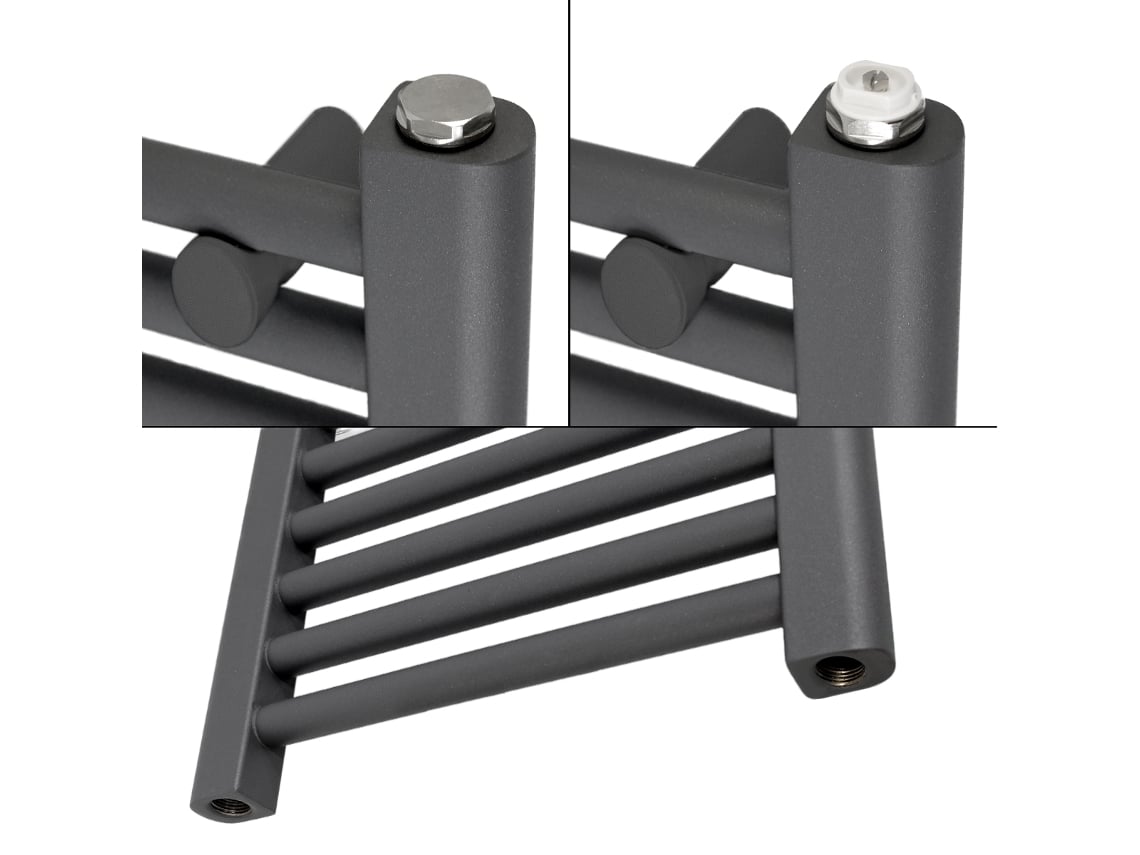 Radiador Elétrico Para Casa De Banho Com Resistência 900w 400x1500 Mm Antracite Curvo Luxebath