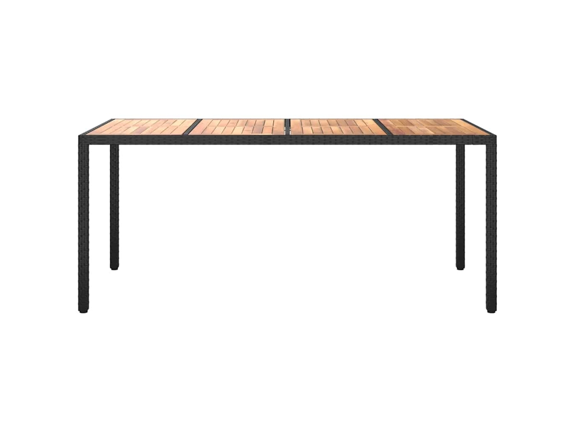 Mesa De Jardim 190x90x75 Cm Vime Pe E Acácia Maciça Preto