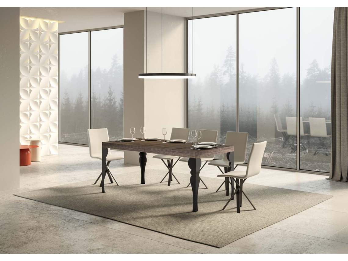 Mesa de Jantar Extensível 90X160/264 Cm Paxon Premium Nogueira Quadro Antracite ITAMOBY
