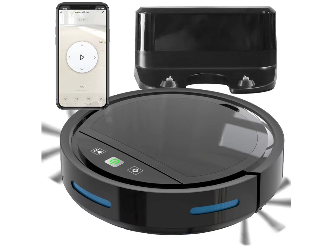O Aspirador Robô Inteligente Se Conecta Ao Seu Telefone Para Controle Por Voz E Retorna Automaticamente À Sua Base De Carregamento. Saq
