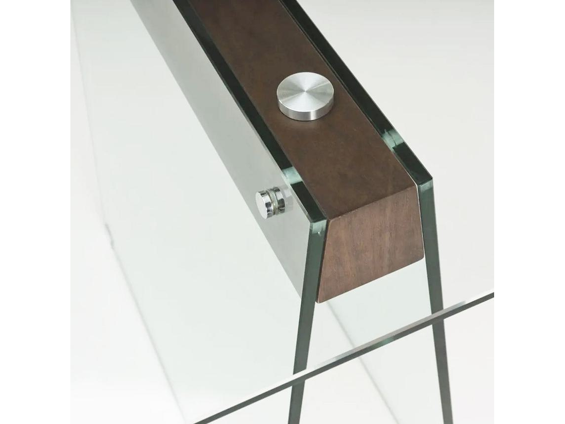 Mesa de Jantar em Madeira e Vidro Temperado VALLE