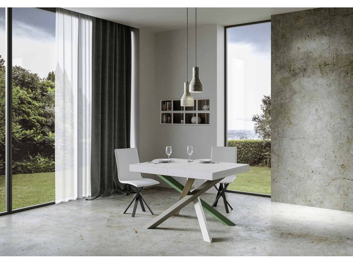 Mesa de Jantar Extensível 90X140/244 Cm Volantis Cinza Branca Quadro 4/A