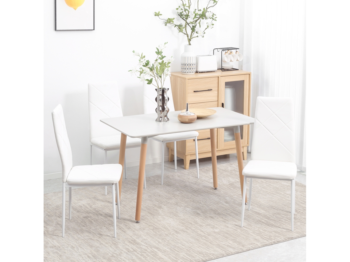 Conjunto 4 Cadeiras Mesa Cozinha Branca 41x50x97cm